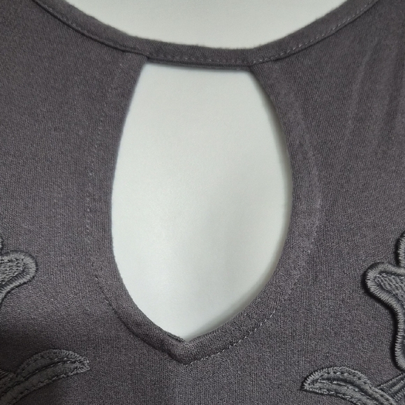 Maurices Charcoal Tank Top with Floral Detail - Picture 2 of 8